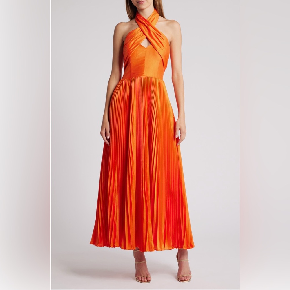 Hutch - Pleated Crossover Halter Gown